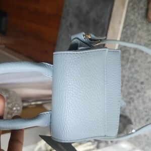 Blue Mini Bag with Gold Hardware